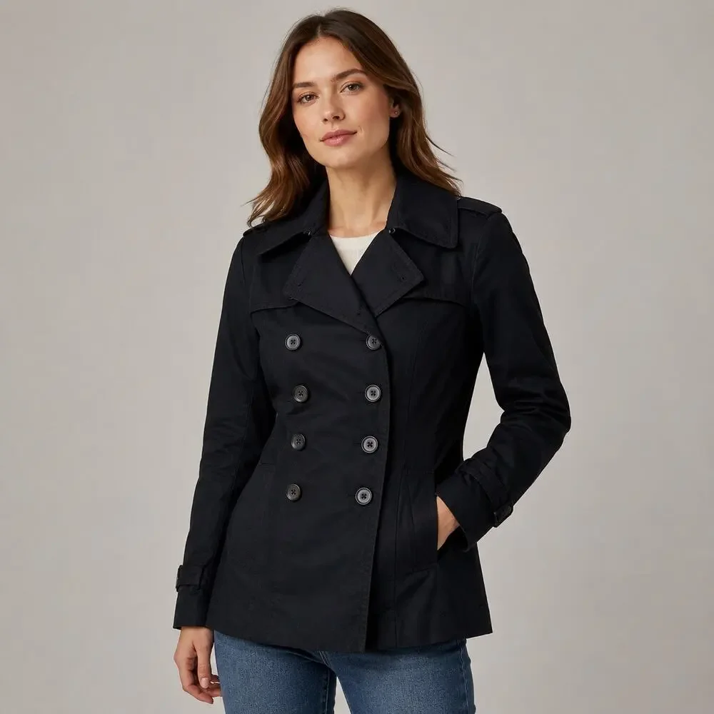 Banana Republic Double-Breasted Trench Coat Size XXS Petite
